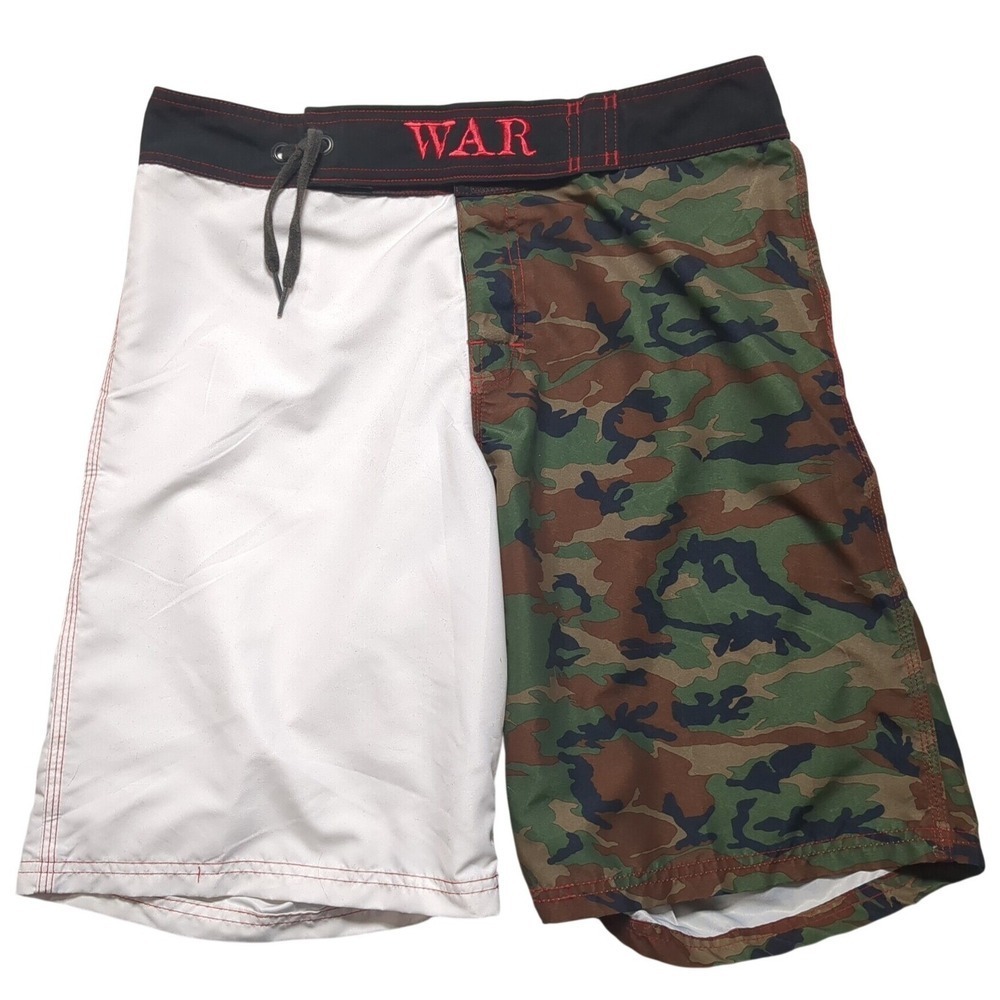 VTG War Wear MMA Kickboxing Men Size‎ 32 Camo White 10" Board Shorts MADE USA